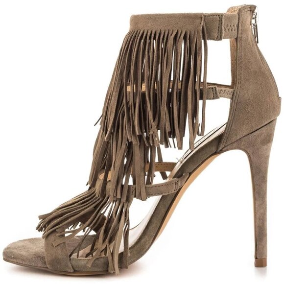 Steve Madden Taupe Fringly Sandals  Size 8 - Picture 2 of 10